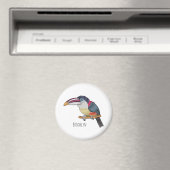 Curl crested aracari bird cartoon illustration magnet (In Situ (Geschirrspüler))