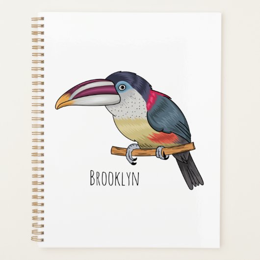 Curl crested aracari bird cartoon illustration planer (Vorderseite)