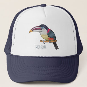 Curl crested aracari bird cartoon illustration truckerkappe