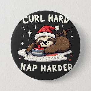 Curl Hard Nickerchen Harder Curling Sport Sloth Xm Button