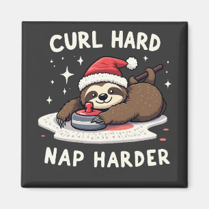 Curl Hard Nickerchen Harder Curling Sport Sloth Xm Magnet