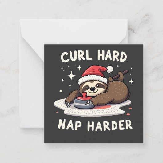 Curl Hard Nickerchen Harder Curling Sport Sloth Xm Mitteilungskarte (Vorderseite)