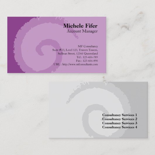 Curl Lila Business Card Visitenkarte (Vorne/Hinten)