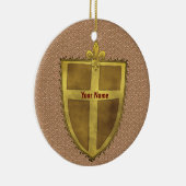 Curl-Lilie-Schild-Nachname Keramik Ornament (Rechts)