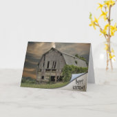 Curled Old Barn Foto Karte (Gelbe Blume)