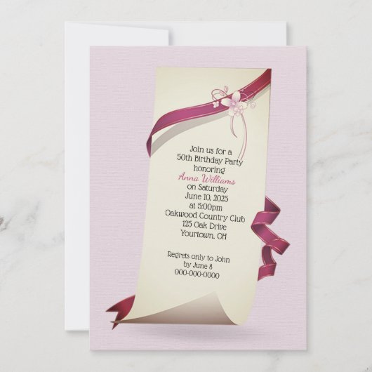 Curled Paper 50. Geburtstag laden Einladung (Vorderseite)