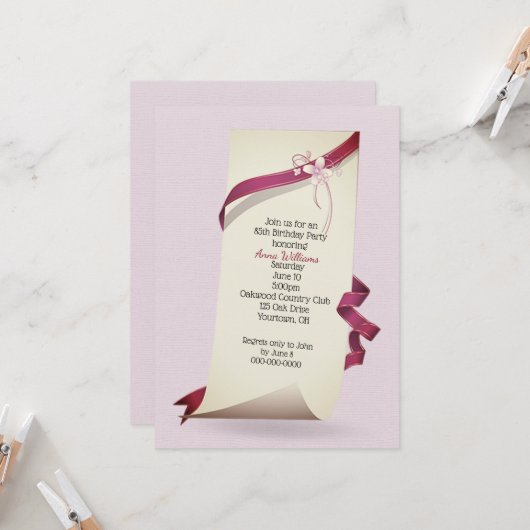 Curled Paper for 85 th Birthday Party Einladung (Vorderseite/Rückseite Beispiel)