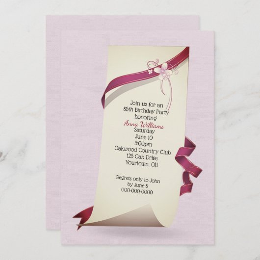 Curled Paper for 85 th Birthday Party Einladung (Vorne/Hinten)