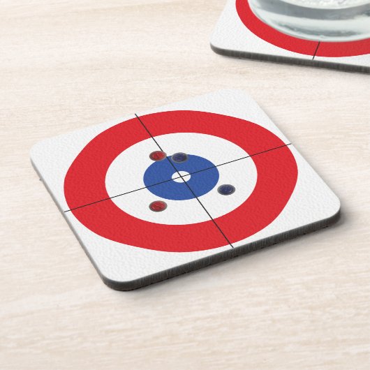 Curler's Drink Coasters - (rot) Untersetzer (Linke Seite)