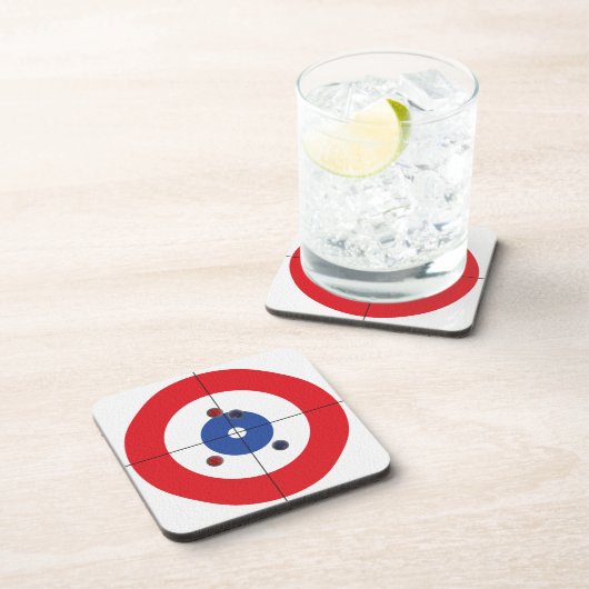 Curler's Drink Coasters - (rot) Untersetzer (Rechte Seite)