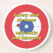 "Curlers sauberes Haus..." Sandstein Untersetzer - (Vorne)