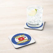 "Curlers säubern das Haus..." Untersetzer - (blau) (Rechte Seite)