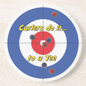 "Curlers tun es mit einem T-Shirt" Sandstone Unter Getränkeuntersetzer (Vorne)