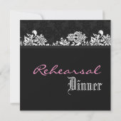 Curlicue Black and White Wedding Probe Dinner Einladung (Rückseite)