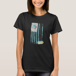 Curling American Flag Patriotic Winter Sports T-Shirt