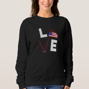 Curling American Flag Usa Curler Broom Winter Ice Sweatshirt