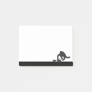Curling-Athlet Sport Silhouette Post-it Klebezettel