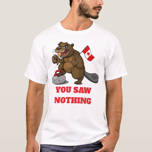 Curling-Biber mit Flagge T-Shirt (Vorderseite)