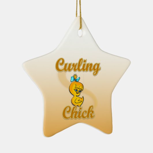 Curling Chick Keramikornament (Rechts)