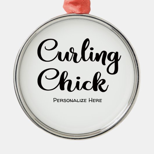 Curling Chick Ornament Aus Metall (Vorne)