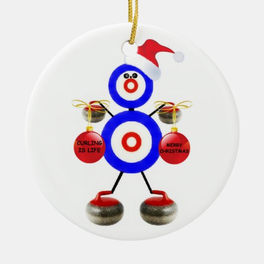 Curling Christmas Keramikornament (Vorne)