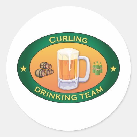 Curling Drink Team Runder Aufkleber (Vorderseite)