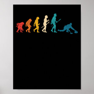 Curling Evolution des Menschen Lustiges Curler-Tea Poster