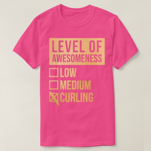 Curling Funny Level of Curling in Gold T-Shirt (Design vorne)