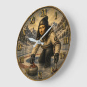 Curling Funny Mona Lisa Curler Gift Große Wanduhr (Winkel)