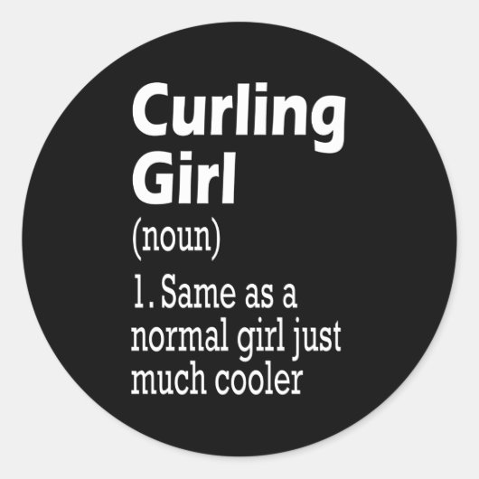 Curling Girl Runder Aufkleber (Vorderseite)