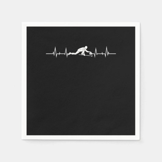 Curling Heartbeat Ice Sports Gift Serviette (Vorderseite)