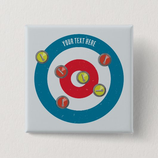 Curling House und Curling Steine oben Button (Vorderseite)