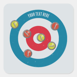 Curling House und Curling Steine oben Quadratischer Aufkleber