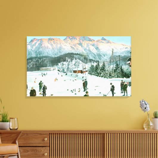 Curling in der Schweiz Leinwanddruck (Insitu (Wohnzimmer))
