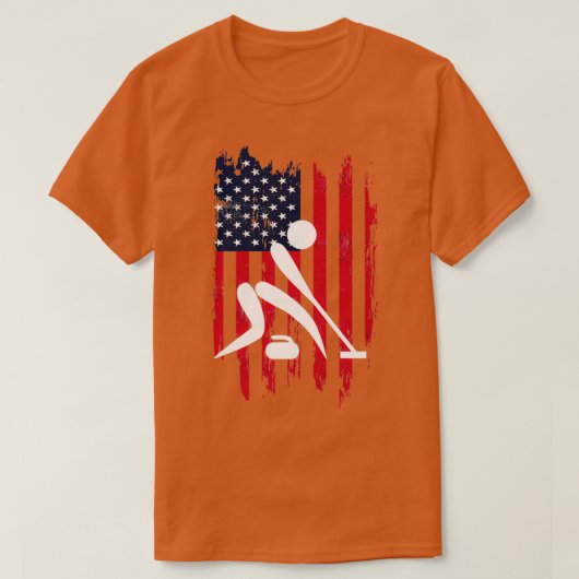Curling Patriotic Sports Us Flag T-Shirt (Design vorne)