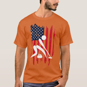 Curling Patriotic Sports Us Flag T-Shirt