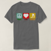 Curling Peace Liebe Slogan Retro Style T-Shirt (Design vorne)