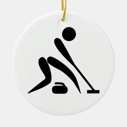 Curling Piktogramm Keramik Ornament (Vorne)