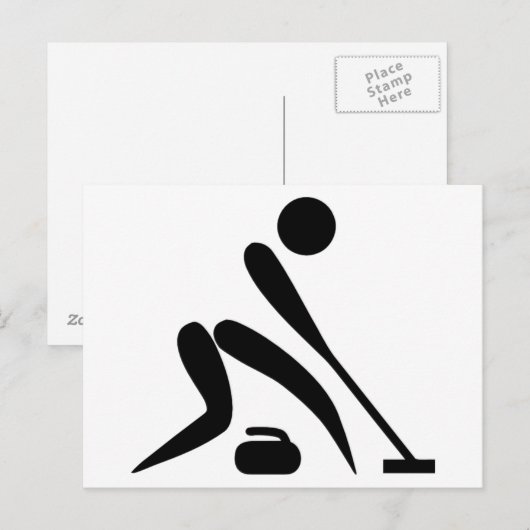 Curling Piktogramm Postkarte (Vorne/Hinten)