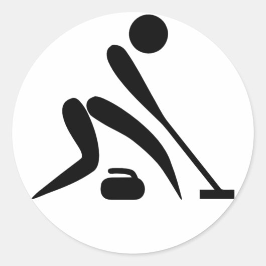 Curling Piktogramm Runder Aufkleber (Vorderseite)