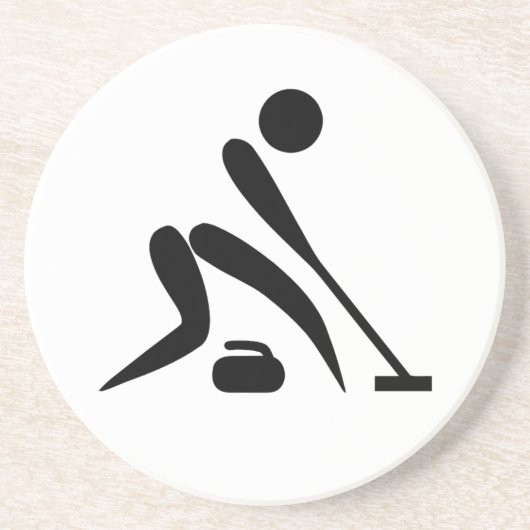 Curling Piktogramm Sandstein Untersetzer (Vorne)