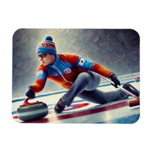 Curling Player Sports Athlete Magnet