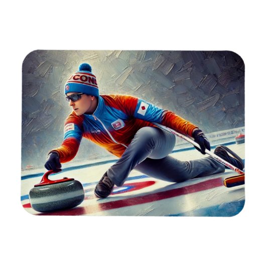 Curling Player Sports Athlete Magnet (Horizontal)