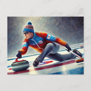Curling Player Sports Athlete Postkarte