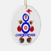 Curling Player Weihnachten Keramikornament (Rechts)