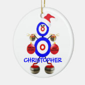 Curling Player Weihnachten Keramikornament (Links)