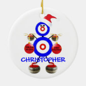 Curling Player Weihnachten Keramikornament (Hinten)