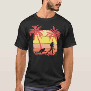 Curling Players Stone Summer Sunset 80er Palm T-Shirt