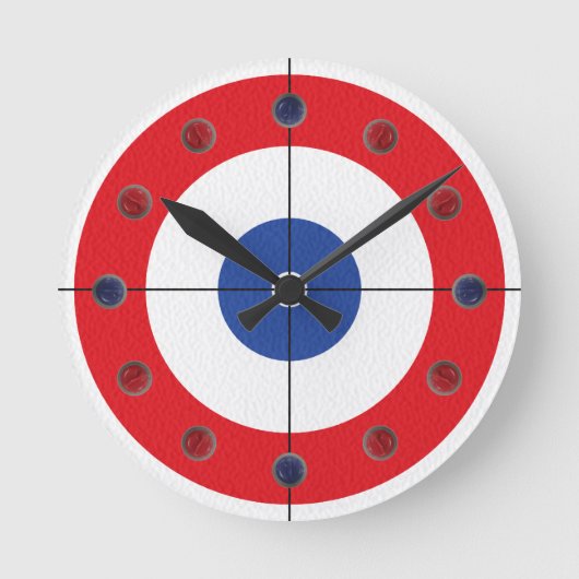 Curling Rock Marker Clock- (rot) Runde Wanduhr (Vorderseite)