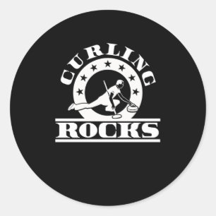Curling Rocks Cool Ice Sports Game Gift Runder Aufkleber